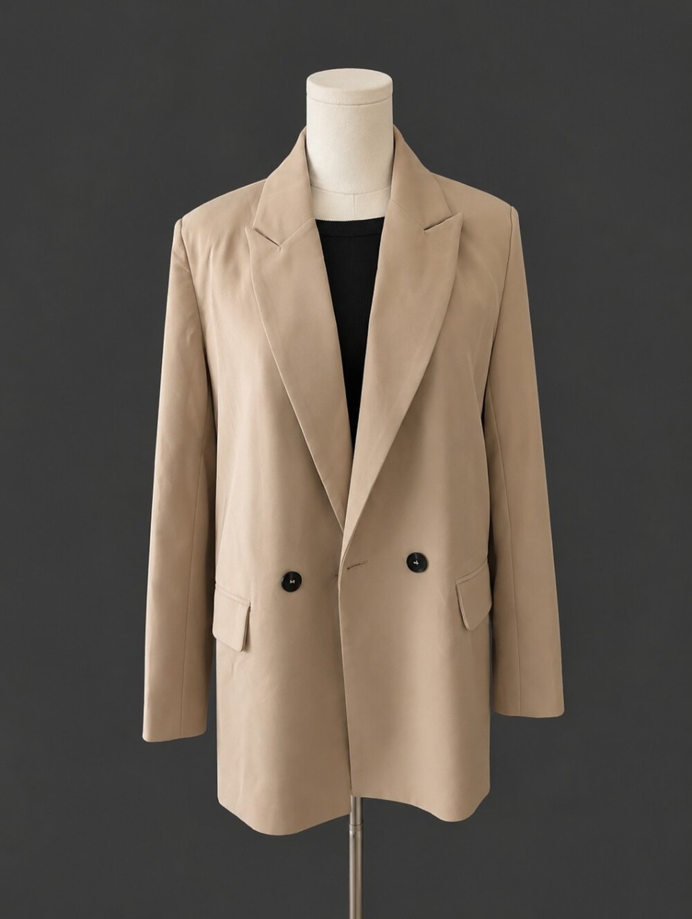 Women's Beige Double-Breasted Women's Blazer Jacket